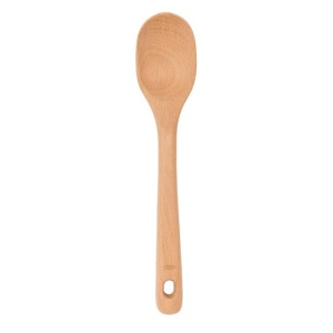 Lingura mare de lemn OXO Good Grips cu finisaj in ulei natural - lingura de bucatarie pentru amestecare si servire pentru vase de gatit cu acoperire antiaderenta, naturala, naturala
