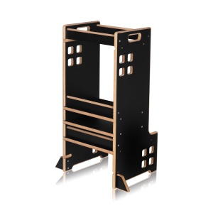 LIONELO CASS Ajutor de bucatarie Gadget de bucatarie 2 in 1 Montessori Turn de invatare De la 1 an Bara de siguranta reglabila pe inaltime Scaun de bucatarie stabil Raft de carti Pana la 30 kg - Img 3