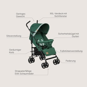 LIONELO Elia Buggy carucior pliabil mic de pana la 15 kg reglare spate si suport pentru picioare plasa de tantari cos de cumparaturi - Img 10