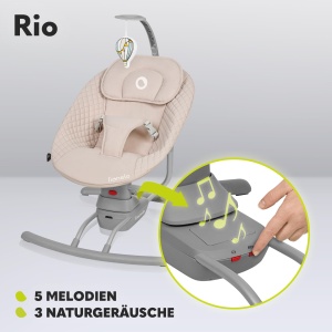 Lionelo RIO Salop electric pentru copii mici de pana la 9 kg Spatar reglabil, 3 viteze de cantarire, perne Curele de sezut Melodii si sunete ale naturii Greutate redusa 3,5 kg - Img 7