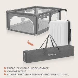 Lionelo Willow Tarc de Joaca pentru Copii 120x180x68 cm Plasa Respirabila Pliabil cu Acces Lateral - Img 4