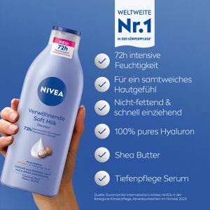 Lotiune de Corp NIVEA Verwohnende Soft Milk, 400 ml, cu Shea Butter si Hyaluron - Img 2