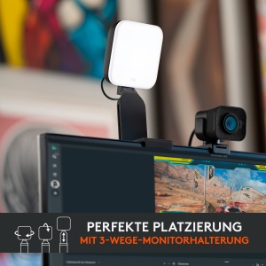 Lumina de streaming LED Logitech for Creators Litra Glow Premium cu TrueSoft - Pentru conferinte video, intalniri Zoom, suport reglabil si control al aplicatiilor desktop pentru PC/Mac - Graphite - Img 6