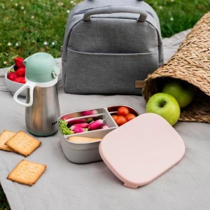 Lunchbox BEABA, 760mL, inox, gripudra rosa, sigilata si BPA-free - Img 2