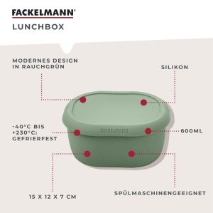 Lunchbox Fackelmann 600 ml Silikon Verde Rezistent la Temperaturi Extreme - Img 2