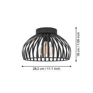 Lustra metalica EGLO Mogano 3, design minimalist, negru, diametru 28 cm - Img 7