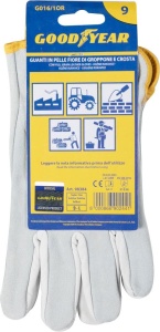 Manusi de lucru Goodyear din piele naturala, marimea 9, culoare alba - Img 4