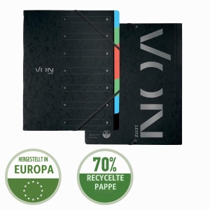 Mapa de organizare VON Leitz 5 buc A4 cu 6 compartimente, neagra, cu elastic - Img 3
