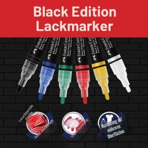 Marker acrilic Faber-Castell Shake Paint Black Edition, 6 culori, rezistent la apa - Img 3