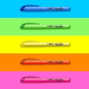 Marker BIC 893133, set 5 bucati, culori fluorescente, cu varf ziselat - Img 2