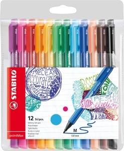 Marker STABILO pointMax cu varf din nailon de 0,8 mm, 24 culori disponibile