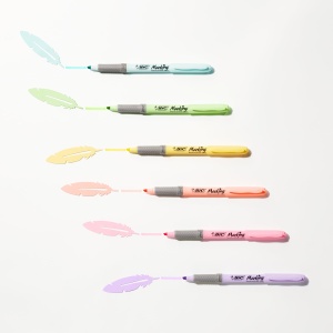 Marker Text Highlighter BIC Grip, 24 culori, inclusiv pastel, cu varf flexibil - Img 6