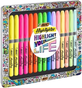 Marker Textil BIC Pastell, 15 culori, cu protectie impotriva uscarii
