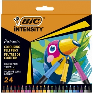 Markere BIC Intensity Premium, 24 culori, 0.73 mm, cu grip din cauciuc