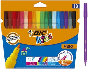 Markere BIC Kids Pinsel-Fasermaler Visa, 18 culori, cerneala pe baza de apa