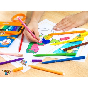 Markere BIC Kids Visa, 24 bucati, negru, cu varf fin, lavabile - Img 3