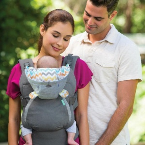 Marsupiu ergonomic Infantino Cuddle Up gri cu gluga tip ursulet pentru copii 54-18 kg - Img 4