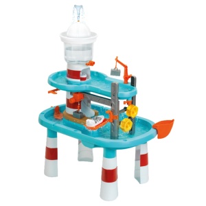 Masa de joaca cu apa Theo Klein Aqua Action Lighthouse XXL Interactiva, 2 etaje, pentru copii de la 3 ani