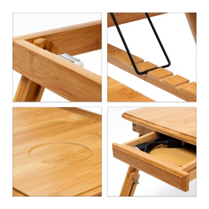 Masa pentru laptop Relaxdays din bambus, ajustabila pe inaltime, 30,5 x 72,5 x 35 cm - Img 7