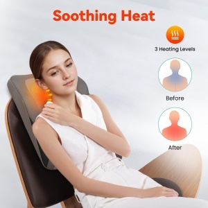 Masaj Shiatsu Snailax cu Calorifer si Vibratii, Knet, Bej - Img 4