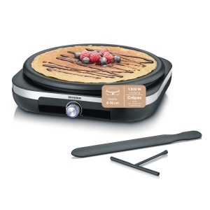 Masina de Crepes SEVERIN CM 2199, Grill Plata XXL 38 cm, 1500 W, Inox Negru