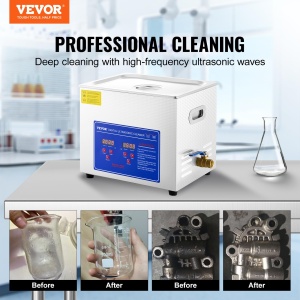 Masina de curatat cu ultrasunete VEVOR Masina de curatat cu ultrasunete din otel inoxidabil 10L Temporizator de incalzire digitala Curatarea bijuteriilor pentru uz casnic personal comercial - Img 2