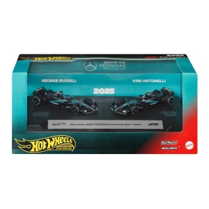 Masina de curse Hot Wheels Premium Mercedes-AMG F1, 164, 2 modele George Russell si Kimi Antonelli