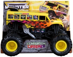 Masina de curse Monster Jam Classroom Crusher, 124, detalii autentice, culoare galbena
