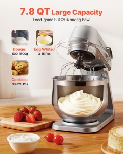 Masina de Facut Aluat VEVOR SM-1527N, 1800 W, 7.4 L, Argintie - Img 5