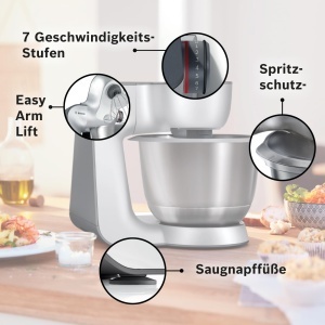 Masina de facut paine Bosch MUM56340, 900 W, 3,9 L, grisilver - Img 4