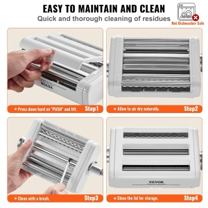 Masina de Facut Paste VEVOR 3 in 1, Inox, 8 Setari Grosime, Rosu - Img 6