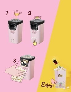 Masina de facut popcorn Bestron APC200P, 10 pungi, tehnologie aer cald, culoare rosa - Img 6