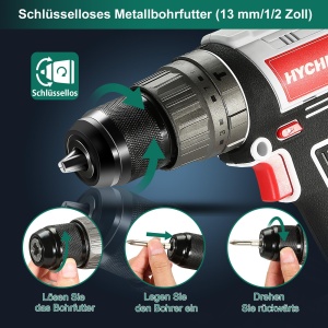 Masina de gaurit si insurubat HYCHIKA 18V 45 Nm 2 viteze set cu 53 accesorii - Img 2