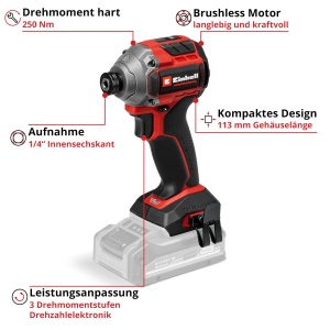 Masina de insurubat Einhell TP-CI 18250-C Li BL-Solo 250 Nm Motor Brushless - Img 3