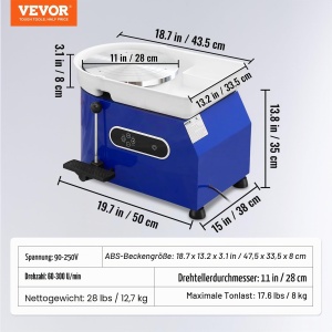 Masina de Modelat Ceramica VEVOR 450 W, Roda de 28 cm, cu Pedal si Accesorii - Img 7