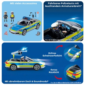 Masina de politie PLAYMOBIL Porsche 911 Carrera 4S cu lumini si sunete, 70067 - Img 4