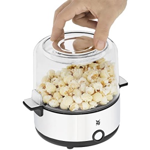Masina de popcorn de bucatarie WMF minis pentru casa, aparat de floricele de porumb, plita acoperita, capac ca bol de servire, deschidere topita unt, floricele de porumb cu zahar si sare, economie de spatiu, otel inoxidabil mat - Img 15