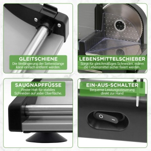 Masina de taiat electrica NutriChef 200W, lama din otel inoxidabil, grosime taiere 0-15mm - Img 5