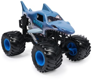 Masina de Teren Monster Jam Megalodon 124, Culoare Albastru-Gri, Pentru Copii de la 3 Ani - Img 7