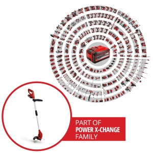 Masina de tuns iarba fara fir Einhell GC-CT 18/24 Li Power X-Change (18 V, Flowerguard, ghidon telescopic continuu, incl. 20x lame din plastic, baterie PXC de 2,0 Ah si incarcator) - Img 2