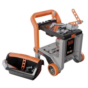 Masinuta de lucru Smoby BlackDecker 3-in-1 cu 19 accesorii, pentru copii de la 3 ani