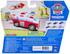 Masinuta de salvare Paw Patrol Marshall, 15 cm, cu mecanism pull-back, 2 figurine incluse - Img 7