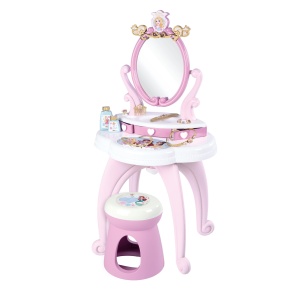 Masuta de Frizerie Disney Princess Smoby cu Oglinda, Hocker si Accesorii, 49 x 36 x 94 cm