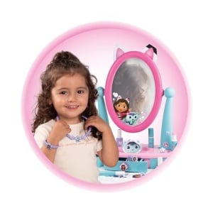 Masuta de machiaj pentru copii Smoby Gabbys Dollhouse, cu oglinda si 12 accesorii, 49x36x50,5 cm - Img 4