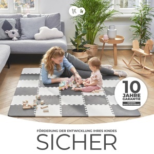 Matele de joaca Kinderkraft LUNO, 30 Piese, 150x180 cm, Negru si Alb - Img 2