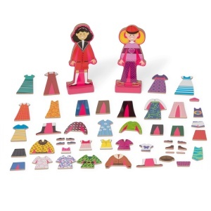 Melissa Doug Set Papusi Magnetice Abby si Emma 56 Piese Lemn Creativitate Copii 3 - Img 4