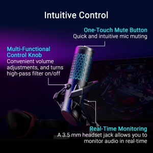 Microfon Gaming ASUS ROG Carnyx RGB Negru Streaming si Podcast 192 kHz24 Bit - Img 6