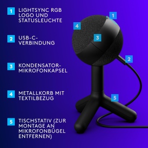Microfon gaming Logitech G Yeti Orb USB RGB LIGHTSYNC Negru - Img 5