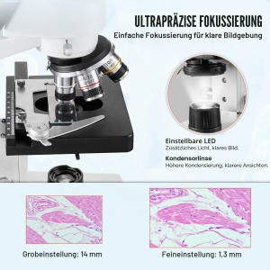 Microscop binocular VEVOR XSP-36, 40-2500x, iluminare LED, 3.05 kg - Img 3