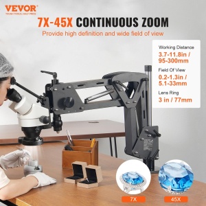 Microscop VEVOR JH-1B Zoom 7X-45X LED Ring USB Stativ Multidirectional - Img 2